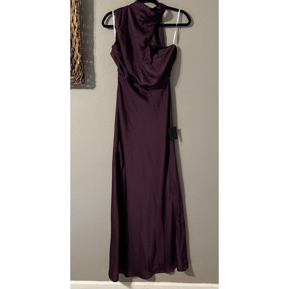Lulus S Maxi Long Dress Distinctive Charm Satin Mock Neck A Line Sleeveless NEW - Picture 7 of 10